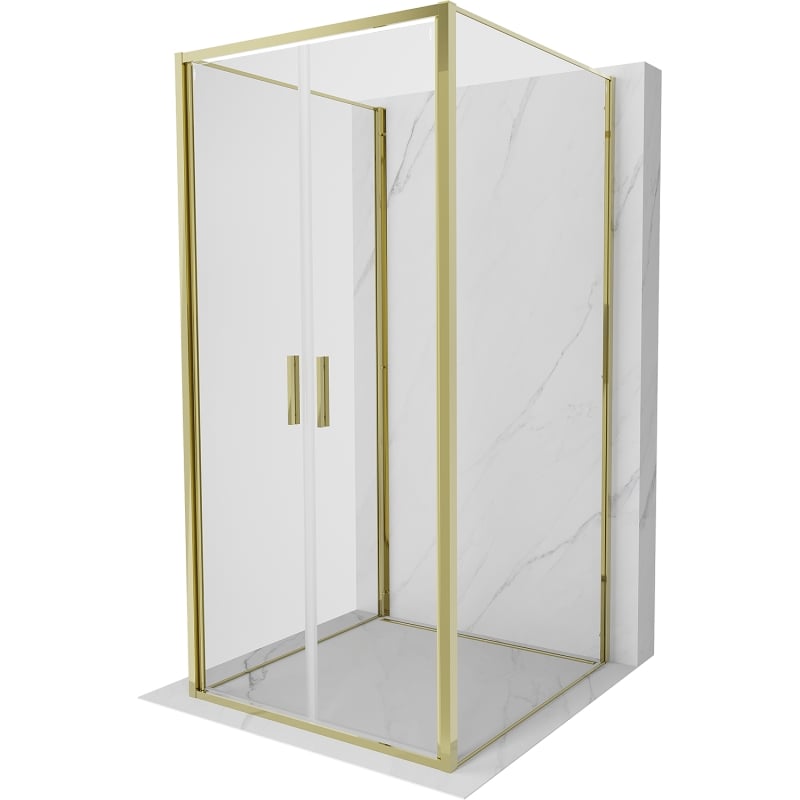 Mexen Exo-3S 3-seitige Duschkabine, 90 x 90 cm, transparent, gold - 814-090-090-50-00-3S