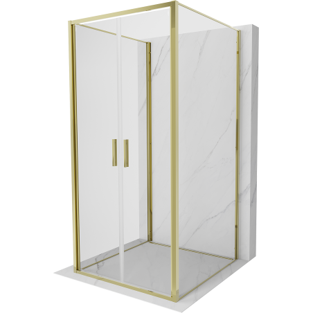 Mexen Exo-3S 3-seitige Duschkabine, 90 x 90 cm, transparent, gold - 814-090-090-50-00-3S