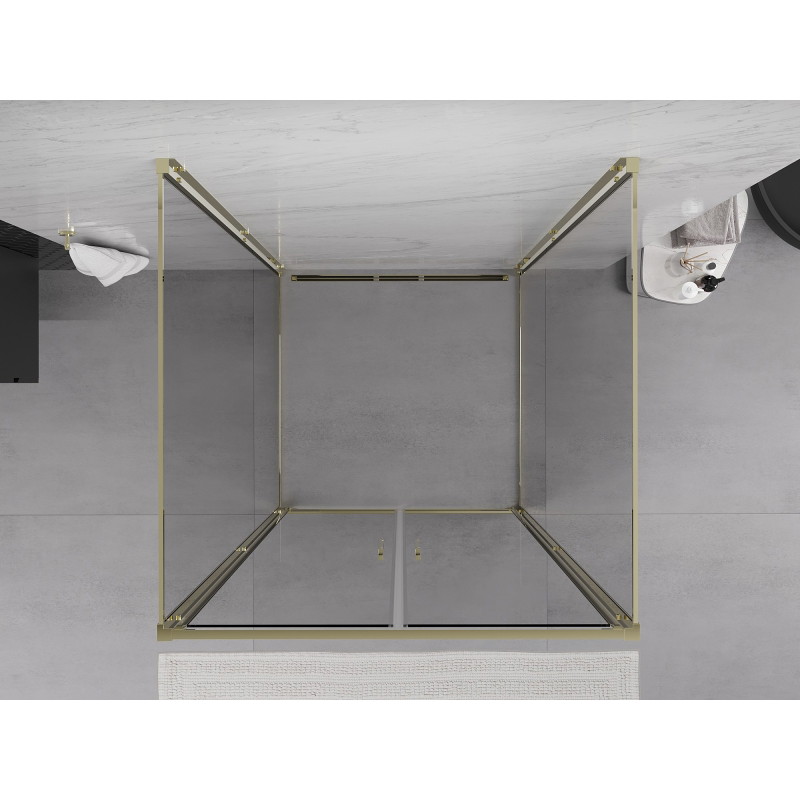 Mexen Exo-3S 3-seitige Duschkabine, 90 x 90 cm, transparent, gold - 814-090-090-50-00-3S
