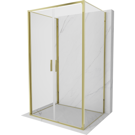 Mexen Exo-3S 3-seitige Duschkabine, schwenkbar 80 x 70 cm, transparent, gold - 814-080-070-50-00-3S