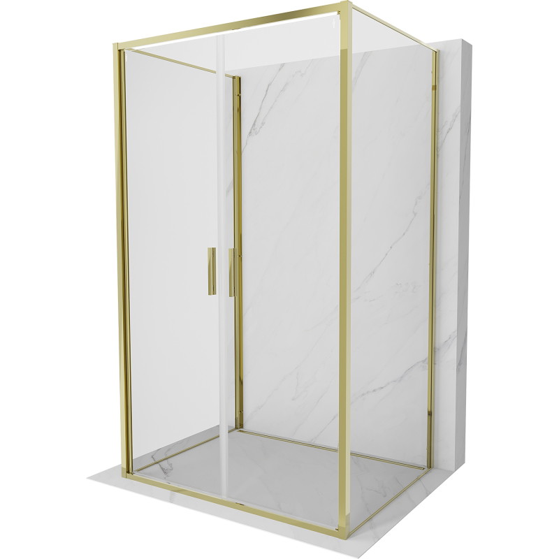 Mexen Exo-3S dreiwandige Duschkabine 90 x 70 cm, transparent, gold - 814-090-070-50-00-3S