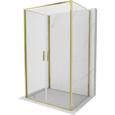 Mexen Exo-3S 3-seitige Duschkabine, 70 x 75 cm, schwenkbar, transparent, gold - 814-070-075-50-00-3S