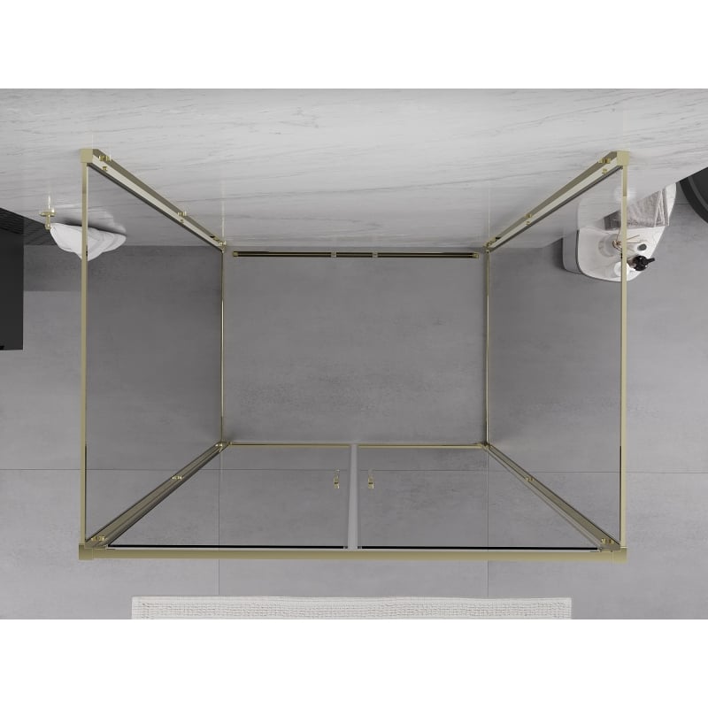 Mexen Exo-3S 3-seitige Duschkabine mit Schwingtür 80 x 75 cm, transparent, gold - 814-080-075-50-00-3S