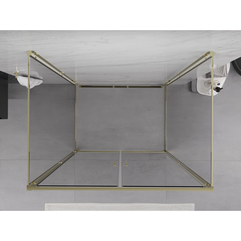 Mexen Exo-3S dreiwandige Duschkabine 90 x 70 cm, transparent, gold - 814-090-070-50-00-3S