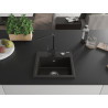 Mexen Milo Granitspüle 1-beckig mit Küchenarmatur Rita, schwarz/gold metallic - 6505-75-670300-70
