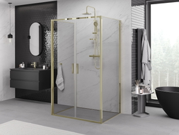 Mexen Exo-3S 3-seitige Duschkabine mit Schwingtür 80 x 110 cm, transparent, gold - 814-080-110-50-00-3S