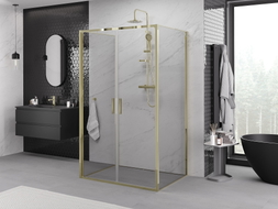 Mexen Exo-3S 3-seitige Klappduschkabine 110 x 120 cm, transparent, gold - 814-110-120-50-00-3S