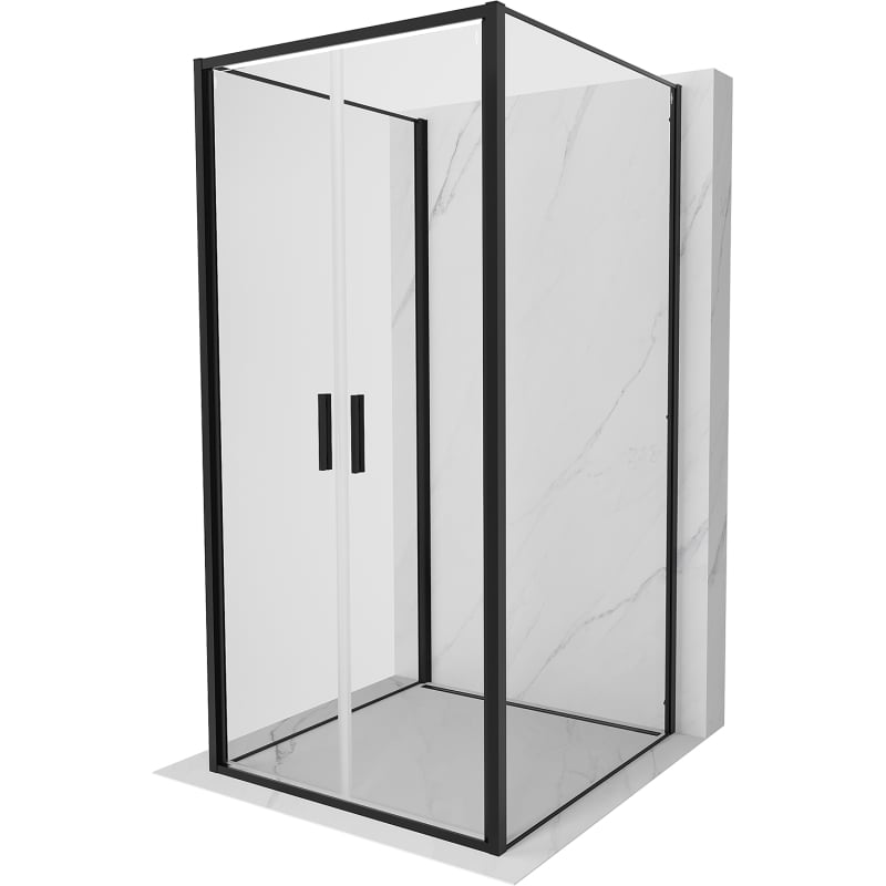Mexen Exo-3S Duschecke 3-seitig Drehbar 70 x 70 cm, Transparent, Schwarz - 814-070-070-70-00-3S