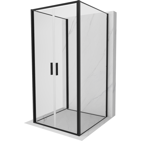 Mexen Exo-3S Duschkabine 3-seitig schwenkbar 110 x 110 cm, transparent, schwarz - 814-110-110-70-00-3S
