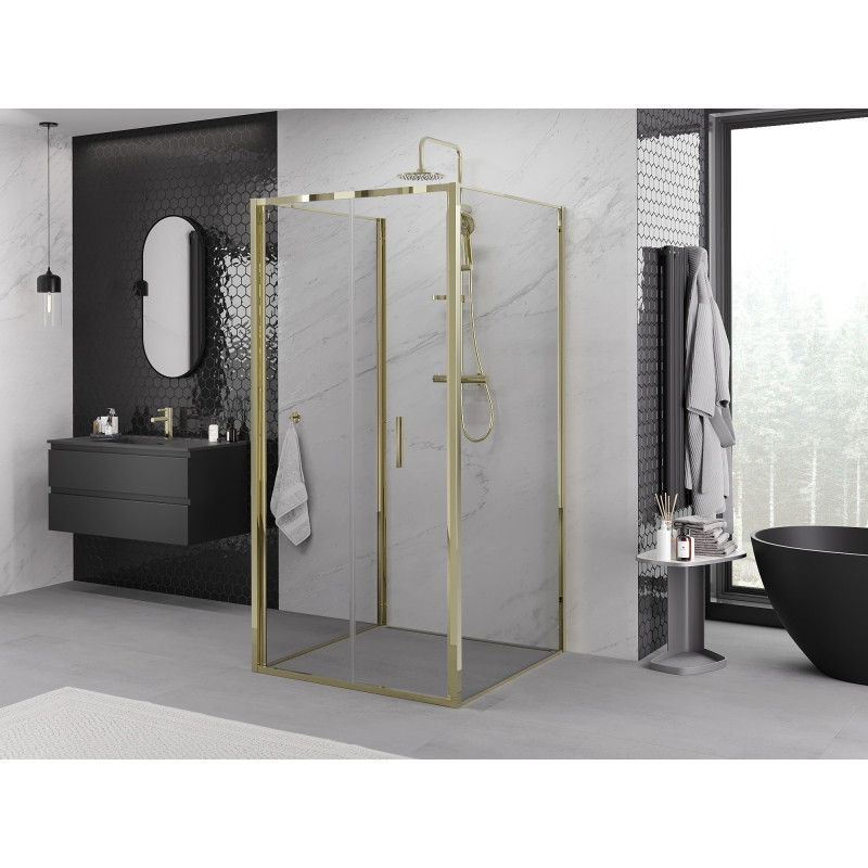Mexen Exo-3S 3-seitige Duschkabine, faltbar 75 x 75 cm, transparent, gold - 816-075-075-50-00-3S