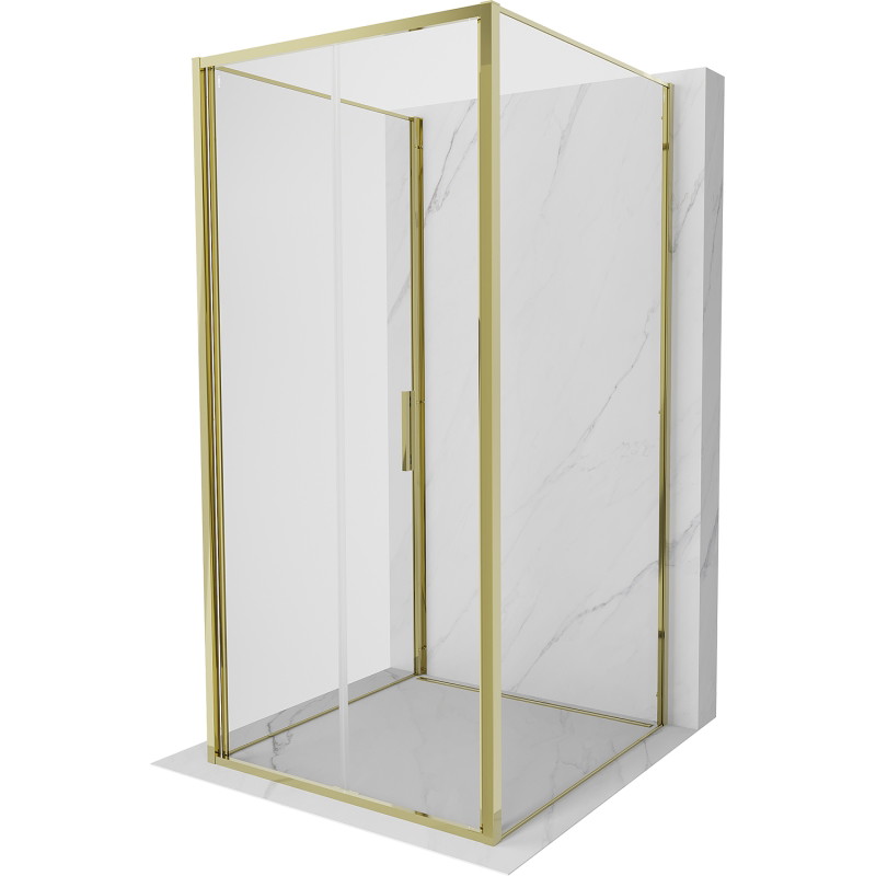 Mexen Exo-3S 3-seitige Duschkabine, faltbar, 95 x 95 cm, transparent, gold - 816-095-095-50-00-3S