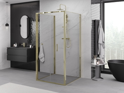 Mexen Exo-3S 3-seitige Duschkabine, faltbar, 95 x 95 cm, transparent, gold - 816-095-095-50-00-3S