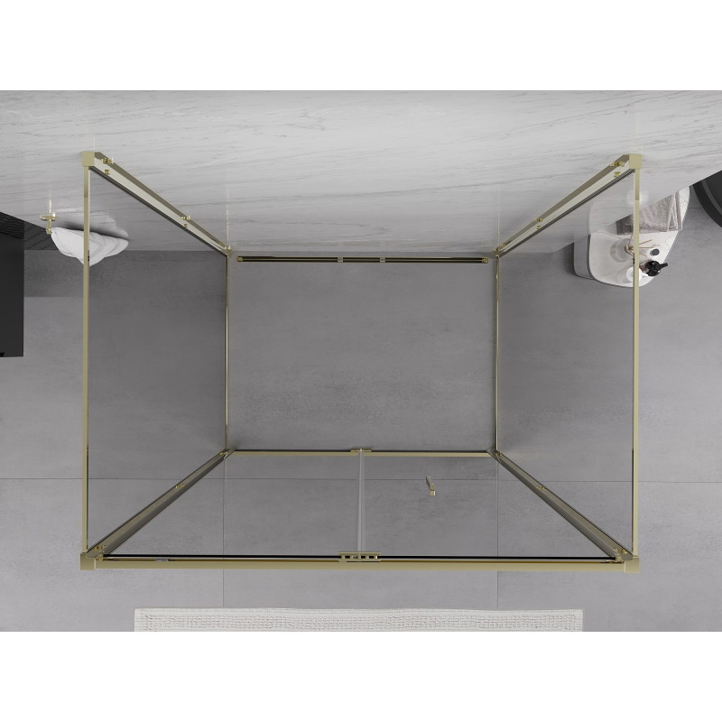 Mexen Exo-3S 3-seitige Duschkabine, klappbar 100 x 75 cm, transparent, gold - 816-100-075-50-00-3S
