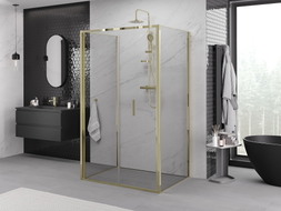 Mexen Exo-3S 3-seitige, klappbare Duschkabine 80 x 100 cm, transparent, gold - 816-080-100-50-00-3S