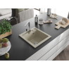 Mexen Vito Granitspüle 1-beckig mit Küchenarmatur Rita, beige - 6503-69-670300-00