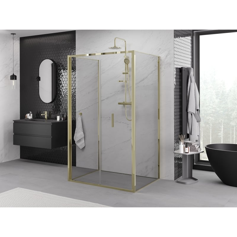 Mexen Exo-3S 3-seitige faltbare Duschkabine 80 x 120 cm, transparent, gold - 816-080-120-50-00-3S
