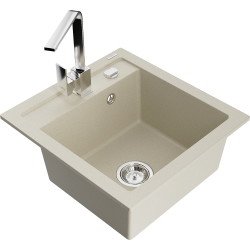 Mexen Vito 1-Becken-Granit-Spüle mit Mischbatterie Rita, Beige - 6503-69-670300-00