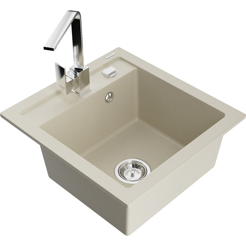 Mexen Vito Granitspüle 1-Becken mit Küchenarmatur Rita, beige - 6503-69-670300-00