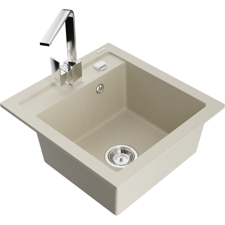 Mexen Vito Granitspüle 1-Becken mit Küchenarmatur Rita, beige - 6503-69-670300-00