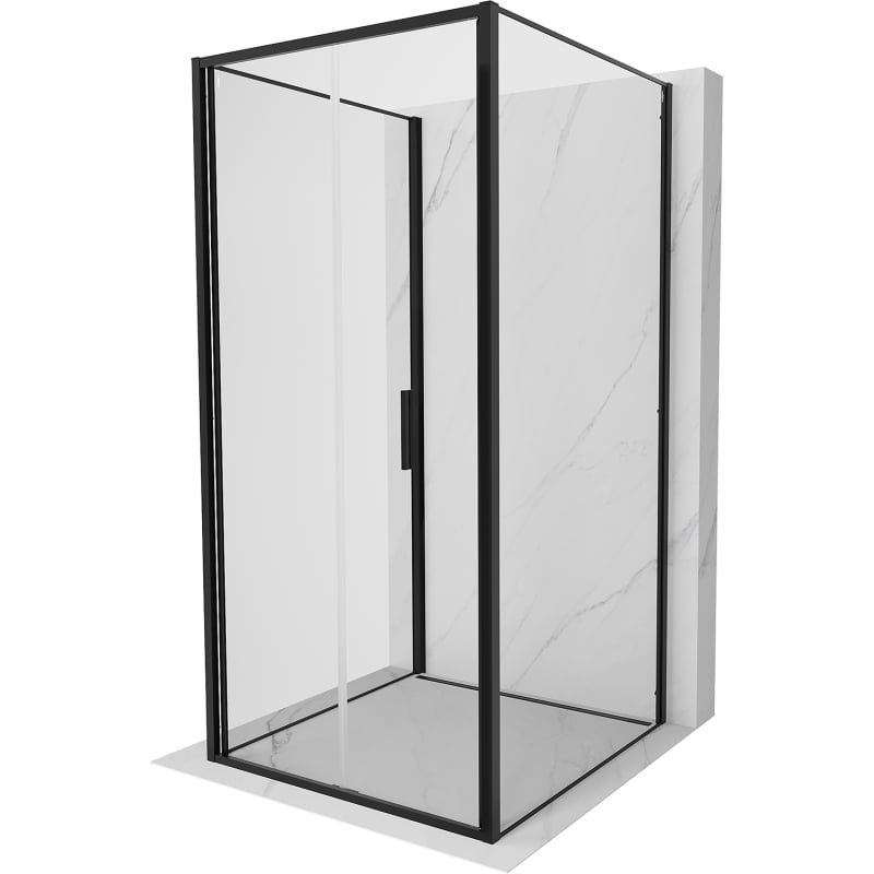 Mexen Exo-3S Faltbare 3-seitige Duschkabine 85 x 85 cm, transparent, schwarz - 816-085-085-70-00-3S