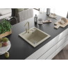 Mexen Vito Granitspüle 1-beckig mit Küchenarmatur Rita, beige - 6503-69-670300-69