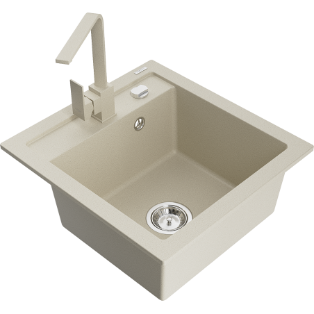 Mexen Vito Granitspüle 1-beckig mit Küchenarmatur Rita, beige - 6503-69-670300-69