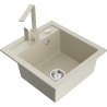 Mexen Vito Granitspüle 1-beckig mit Küchenarmatur Rita, beige - 6503-69-670300-69