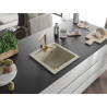 Mexen Vito Granitspüle 1-beckig mit Küchenarmatur Rita, beige - 6503-69-670300-50