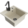 Mexen Vito Granitspüle 1 Becken mit Küchenarmatur Rita, beige - 6503-69-670300-70