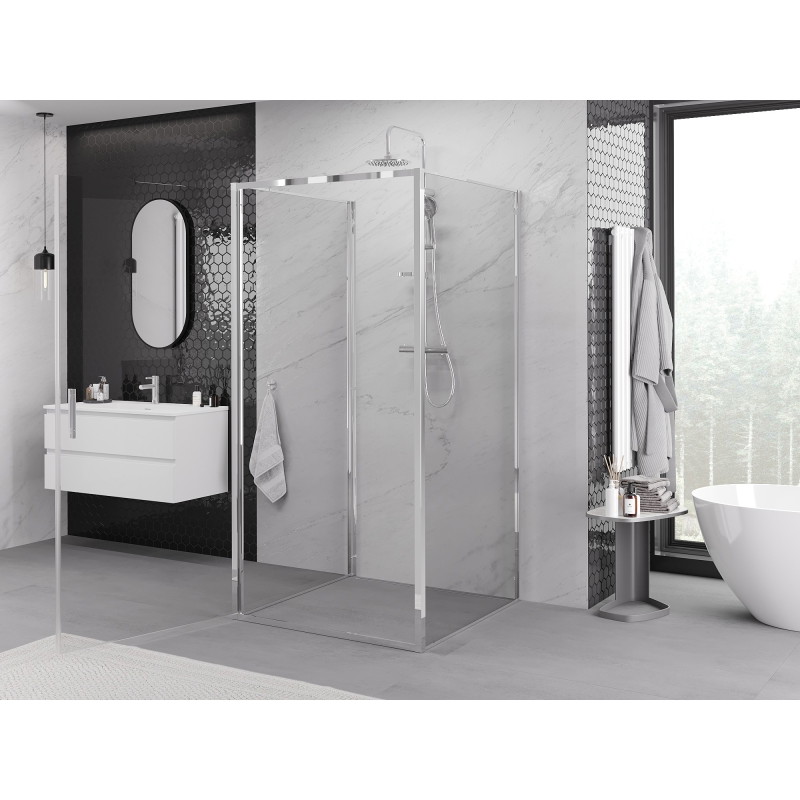 Mexen Exo-3S 3-seitige Duschkabine, aufklappbar, 85 x 85 cm, transparent, Chrom - 817-085-085-01-00-3S
