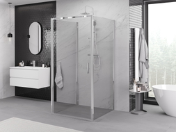 Mexen Exo-3S 3-seitige Duschkabine, aufklappbar, 85 x 85 cm, transparent, Chrom - 817-085-085-01-00-3S