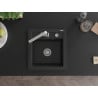 Mexen Vito Granitspüle 1-Becken mit Küchenarmatur Rita, Schwarz/Silber Metallic - 6503-73-670300-00