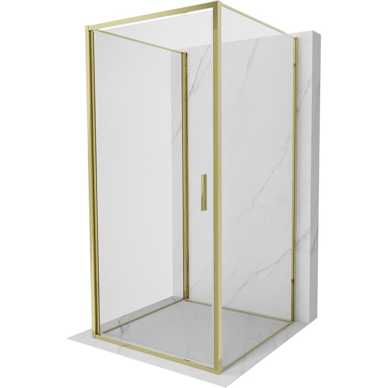 Mexen Exo-3S 3-seitige Duschkabine, schwenkbar, 80 x 80 cm, transparent, gold - 817-080-080-50-00-3S