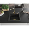 Mexen Vito Granit-Spüle 1-Kammer mit Küchenarmatur Rita, schwarz/silber-metallisch - 6503-73-670300-50
