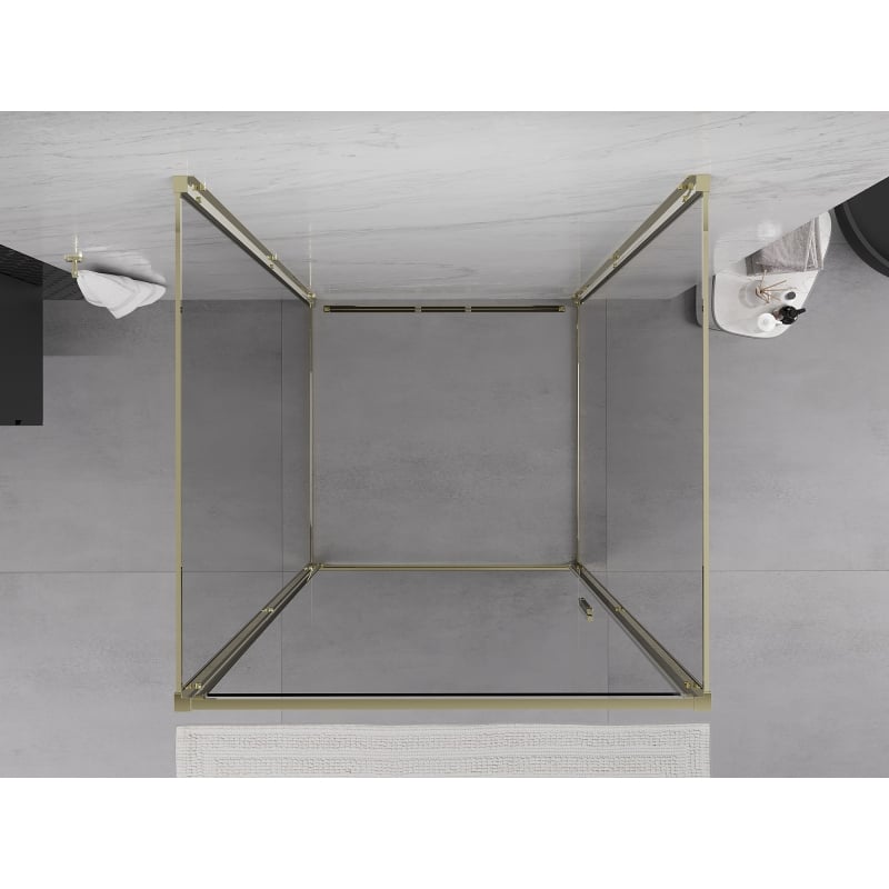 Mexen Exo-3S 3-seitige Duschkabine, aufklappbar, 85 x 85 cm, transparent, gold - 817-085-085-50-00-3S