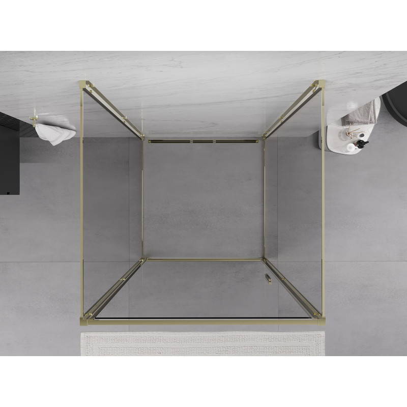 Mexen Exo-3S Duschkabine 3-seitig schwenkbar 90 x 90 cm, transparent, gold - 817-090-090-50-00-3S