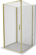 Mexen Exo-3S dreiwandige Duschkabine, schwenkbar, 95 x 95 cm, transparent, gold - 817-095-095-50-00-3S