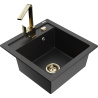 Mexen Vito Granitspüle 1-Becken mit Küchenarmatur Rita, schwarz/silber metallic - 6503-73-670300-50