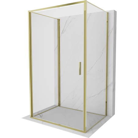 Mexen Exo-3S 3-seitige Duschkabine, schwenkbar, 100 x 70 cm, transparent, gold - 817-100-070-50-00-3S