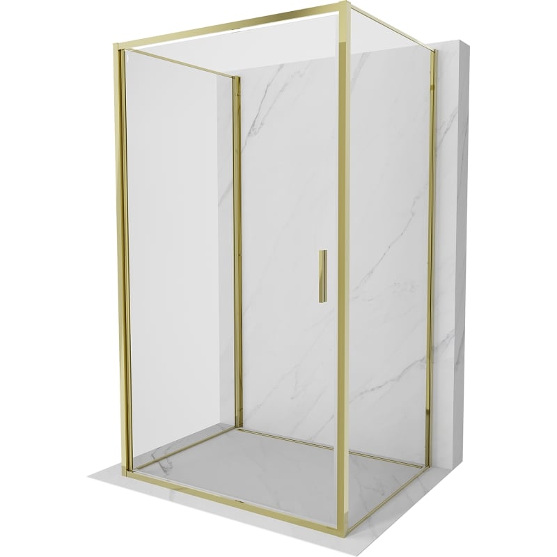 Mexen Exo-3S Duschkabine 3-seitig schwenkbar 90 x 75 cm, transparent, gold - 817-090-075-50-00-3S