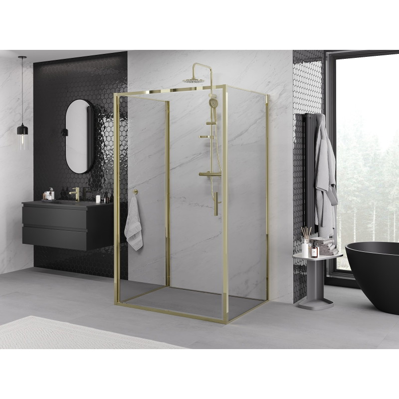 Mexen Exo-3S 3-seitige Duschkabine 100 x 75 cm, transparent, gold - 817-100-075-50-00-3S
