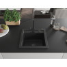 Mexen Vito Granitspüle 1-Becken mit Küchenarmatur Rita, schwarz/silber metallic - 6503-73-670300-70-B