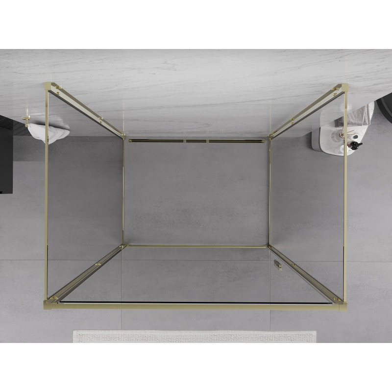 Mexen Exo-3S 3-seitige Duschkabine, schwenkbar 75 x 80 cm, transparent, gold - 817-075-080-50-00-3S