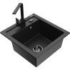 Mexen Vito granitspüle 1-beckig mit küchenarmatur Rita, schwarz/silber metallic - 6503-73-670300-70-B
