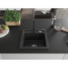 Mexen Vito Granitspüle 1-Becken mit Küchenarmatur Rita, schwarz/silber Metallic - 6503-73-670300-70