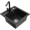Mexen Vito Granitspüle 1-Becken mit Küchenarmatur Rita, schwarz/silber Metallic - 6503-73-670300-70