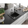 Mexen Vito Granitspüle, ein Becken mit Küchenarmatur Rita, schwarz/gold metallic - 6503-75-670300-00