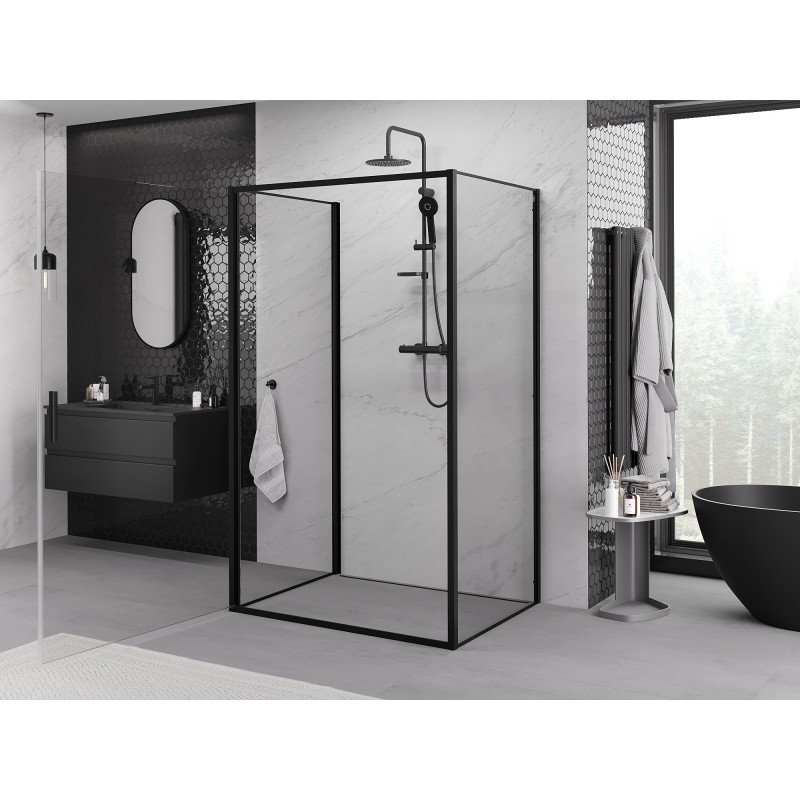 Mexen Exo-3S Duschkabine 3-seitig schwenkbar 100 x 70 cm, transparent, schwarz - 817-100-070-70-00-3S