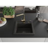 Mexen Vito Granitspüle 1-Becken mit Küchenarmatur Rita, schwarz/gold metallic - 6503-75-670300-50-B