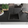 Mexen Vito Granitspüle 1-Becken mit Küchenarmatur Rita, schwarz/gold metallic - 6503-75-670300-70-B